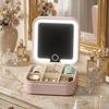 Portable Jewelry Box with Mirror Detachable Divided Necklace Tray  Valentine's Day Gift