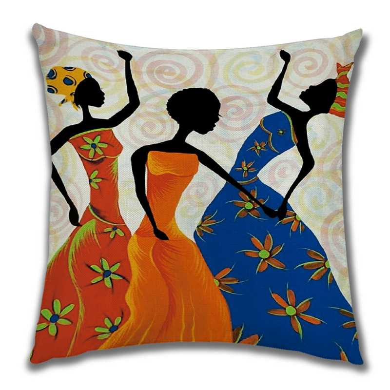Abstract Painting Africa Cus on Cover African Woman Home Decor Pillow Case Gallery Exotic Ethnic Stye Linen Cus on Cover