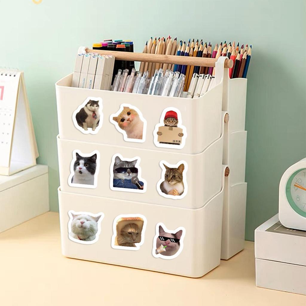 Funny Meme Stickers Waterproof Cats Expression Stickers Cute Animal Decals Vinyl Stickers for Car Laptop Bottle 500 Sheets/Roll