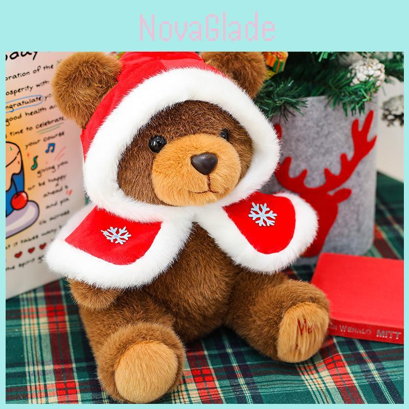 Weihnachts-Teddybär Plüschtier mit Weihnachts-Schal-Design für Kinder und Erwachsene