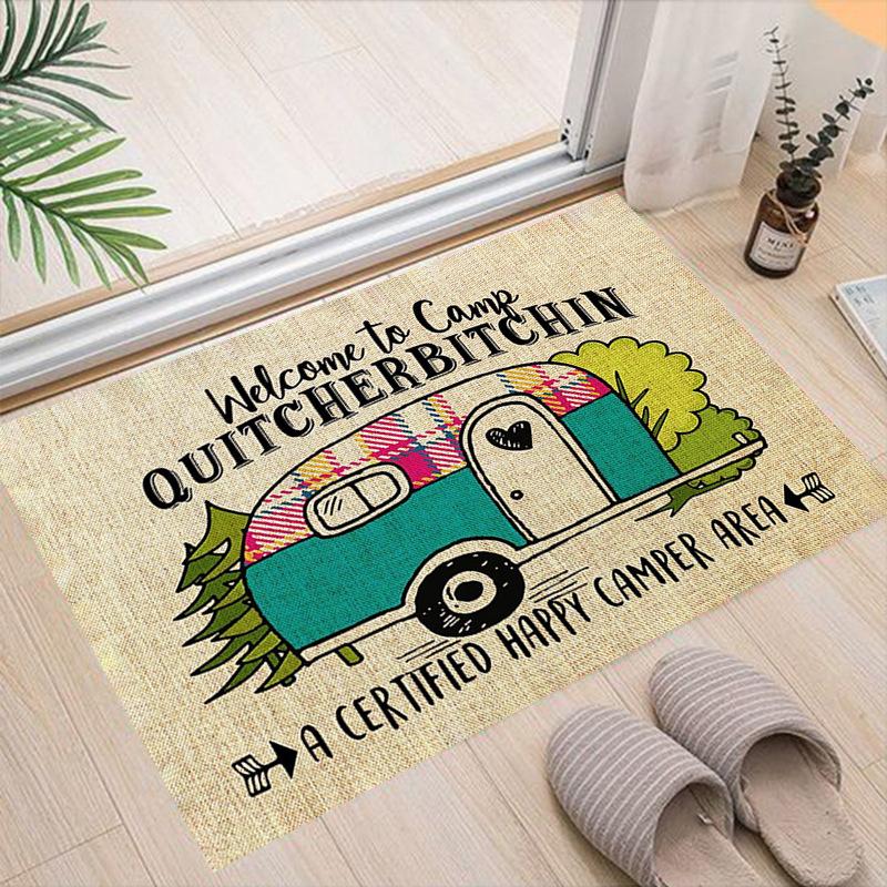 Cartoon Camping Floor Mat Entrance Welcome Doormats Kitchen Rug Home Decor Carpet Non-slip Area Rug Anti-slip Machine Washable