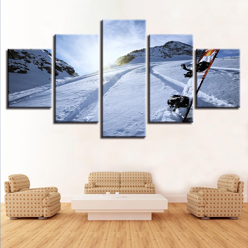 Modular Canvas HD Prints Posters Home Decor Wall Art Pictures 5 Pieces Ski Facility Art Paintings No Frame