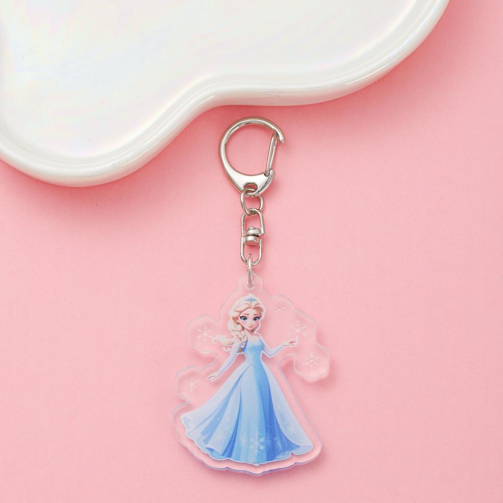 1/9Pcs Disney Princess Frozen Elsa Acrylic Keychain Cute Backpack Pendant Funny Bag Charms Accessories Decoration Holiday Gifts