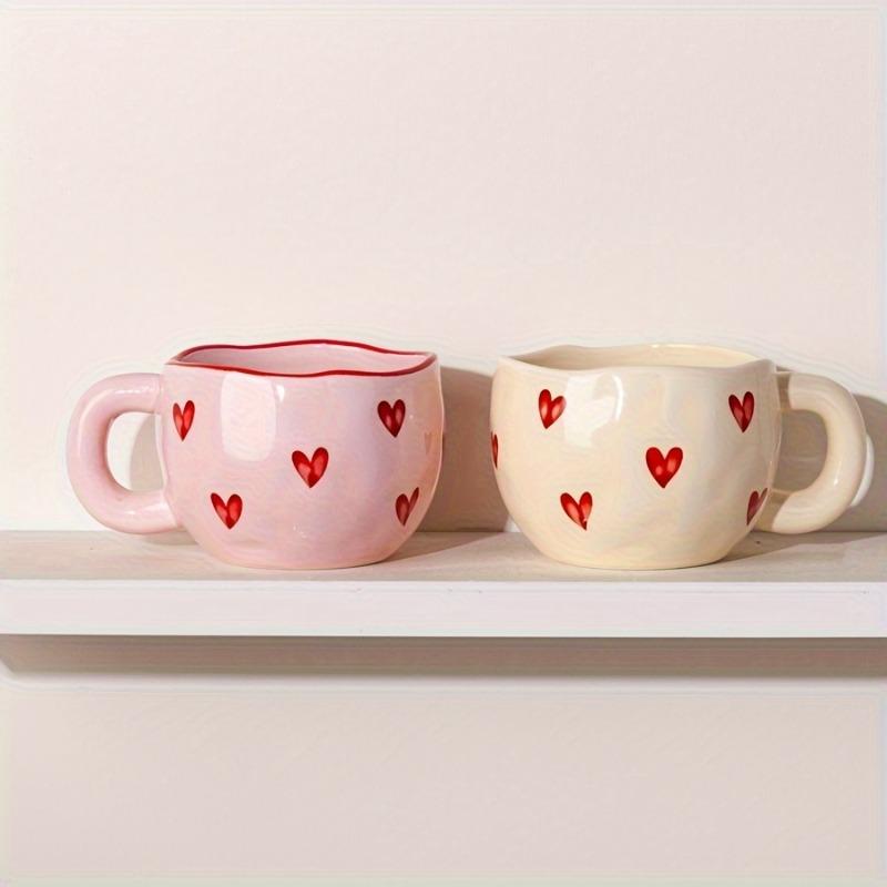 1pc 220ml Ceramic Coffee Cup Cute Creative Heart Mug Design for Office and Home Dishwasher and Microwave Safe for Latte Tea Milk