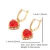 Red Heart Shape Dangle Earrings for Women 2025 New Fashion Drop Earring Zirconia Jewelry Wedding Party Accessories