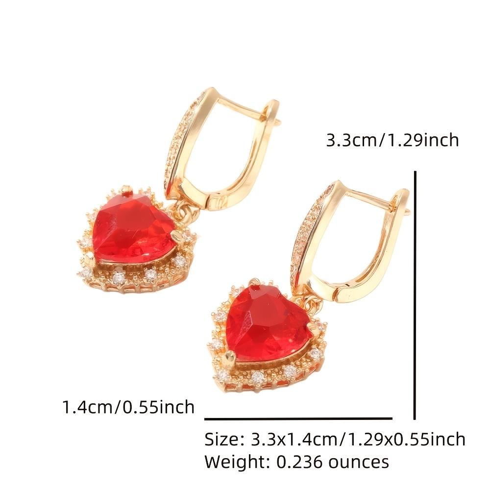 Red Heart Shape Dangle Earrings for Women 2025 New Fashion Drop Earring Zirconia Jewelry Wedding Party Accessories