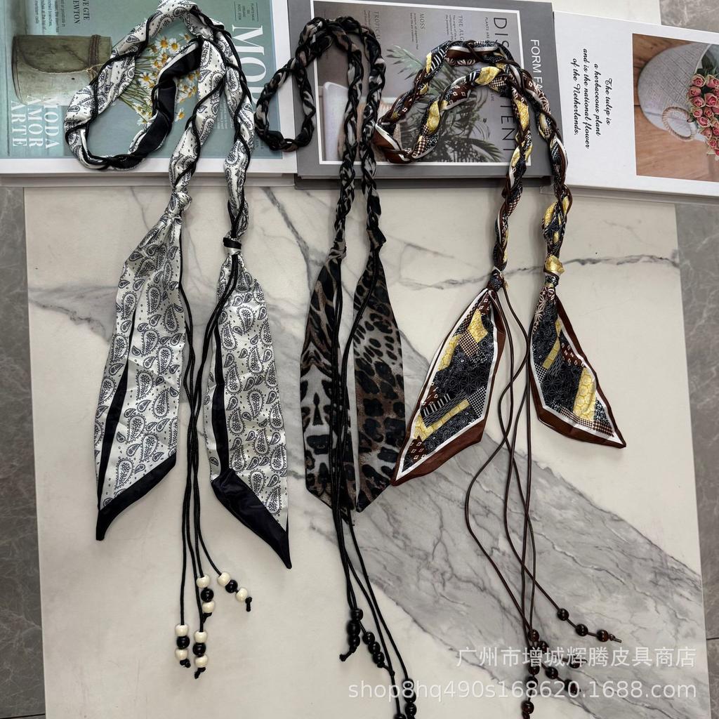 Bohemian Ethnic Silk Scarf Belt for Women - Decorative Waist Chain Accessory