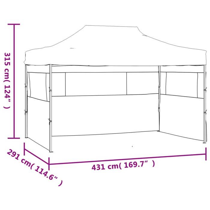VidaXL Tente Pliable 3 Paroi 431x291x315 cm Anthracite Jardin Terrasse Patio Pavillon 44973