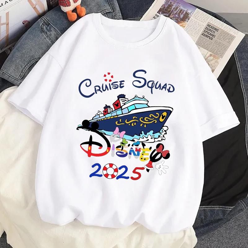 2025 Disney Family Vacation Graphic Tshirt Cartoon Printed T-shirt Clothes Women Casual Short Sleeves T Shirt Streetwear Tees