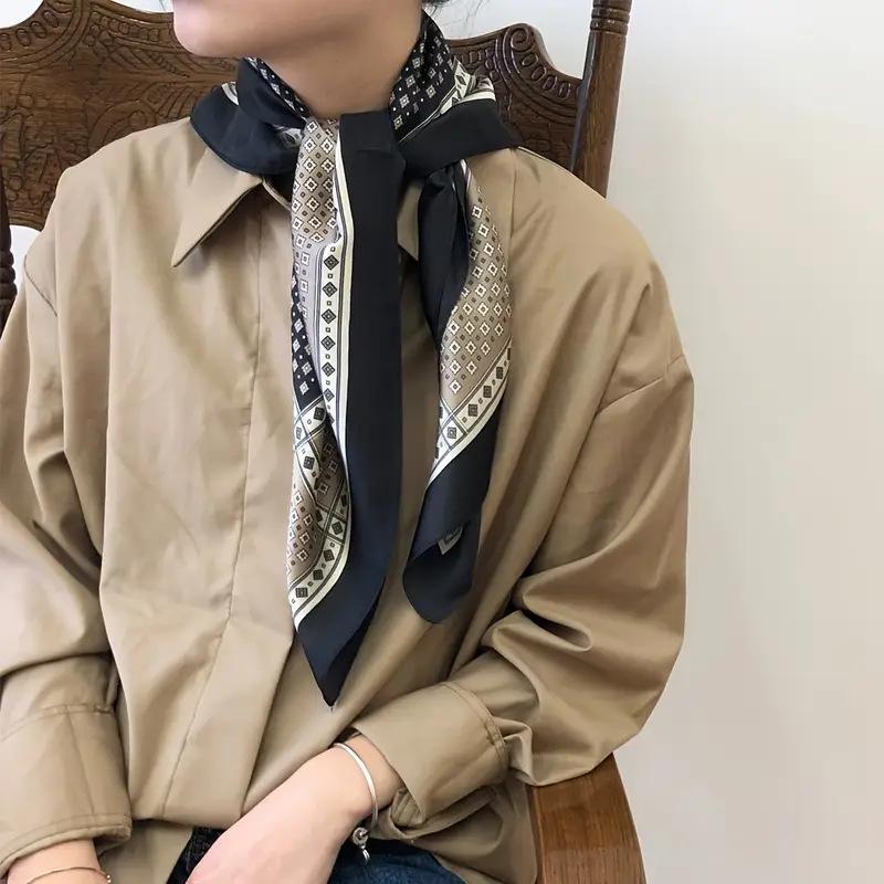 High-End Retro Korean-Style Silk Square Scarf: Versatile Fashion Accessory for Women