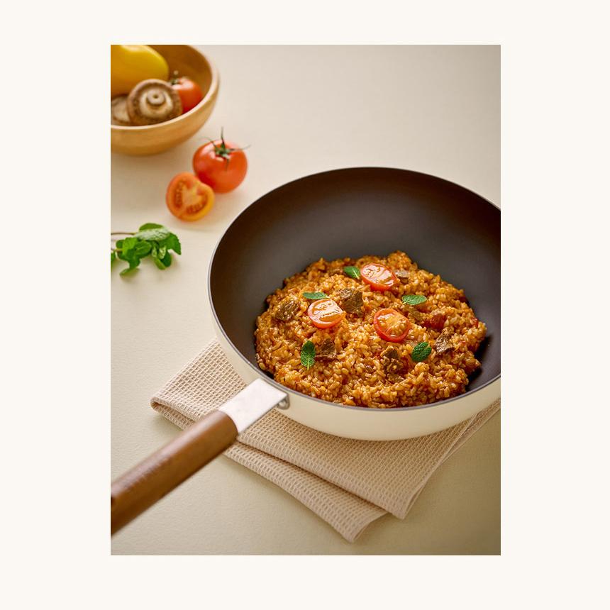 CORELLE Chocolate Nonstick Wok Pan (26cm) No PFOA Ivory