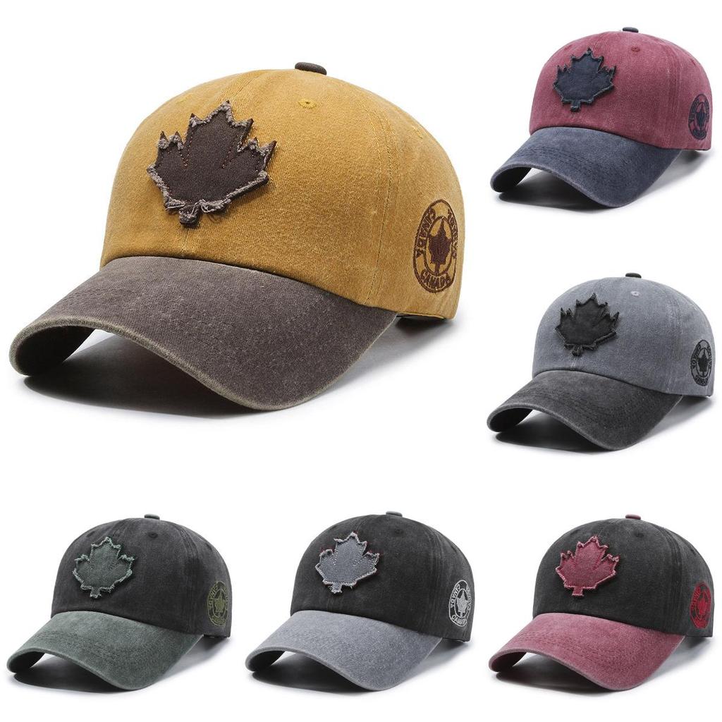 New Trend Adjustable Cotton Baseball Hat With Maple Leaf Decoration Design For All Seasons