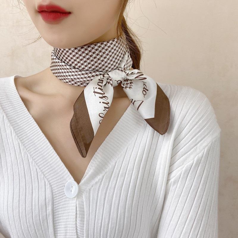 Luxury Printing Silk Square Scarf Women Neck Hair Tie Band Beach Hijab Kerchief Head Headbands Bandana Female Foulard 70cm