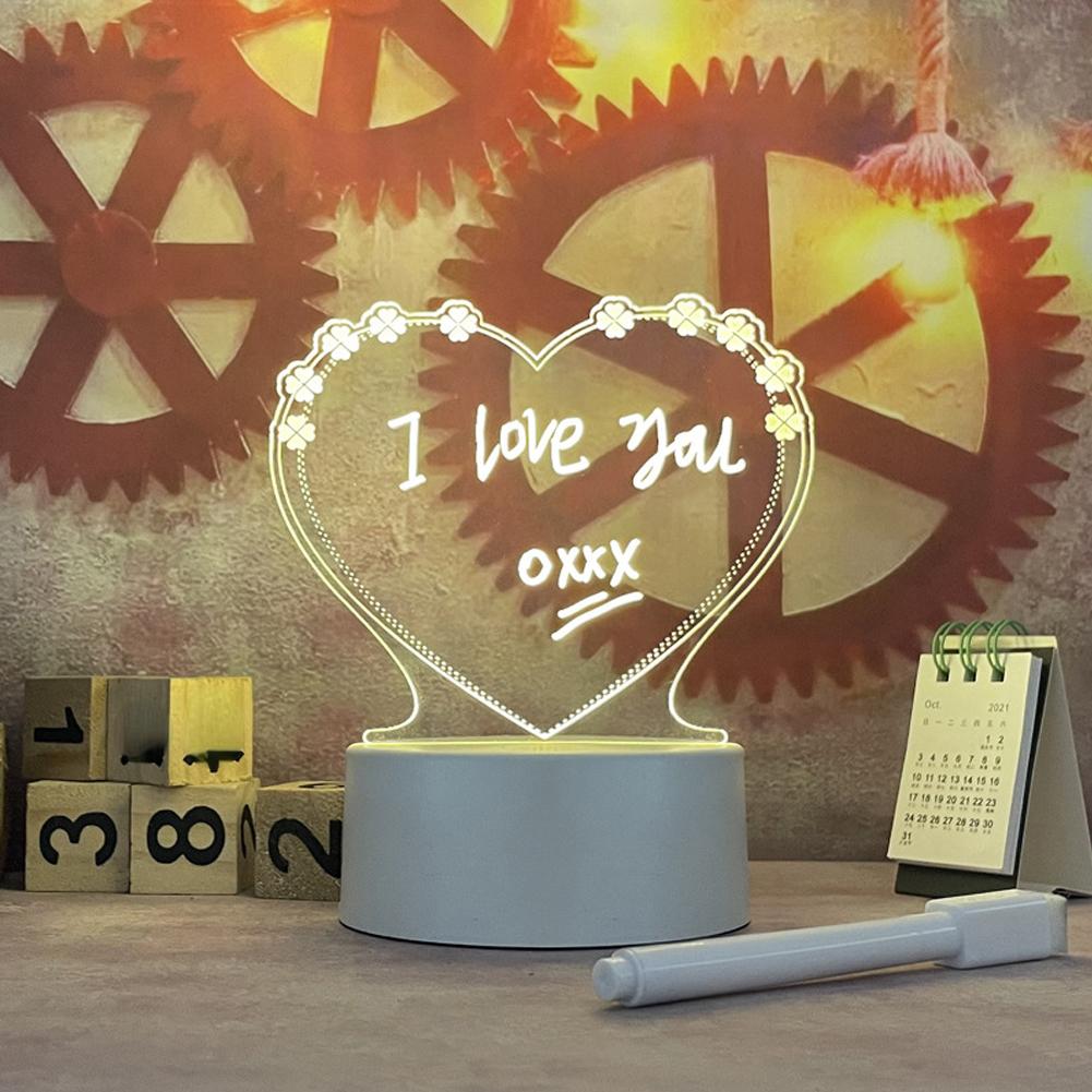 Not Panosu Yaratıcı Led Gece Lambası USB Mesaj Panosu Tatil Işık Kalem ile Çocuklar için Hediye Kız Arkadaşı Dekorasyon Gece Lambası