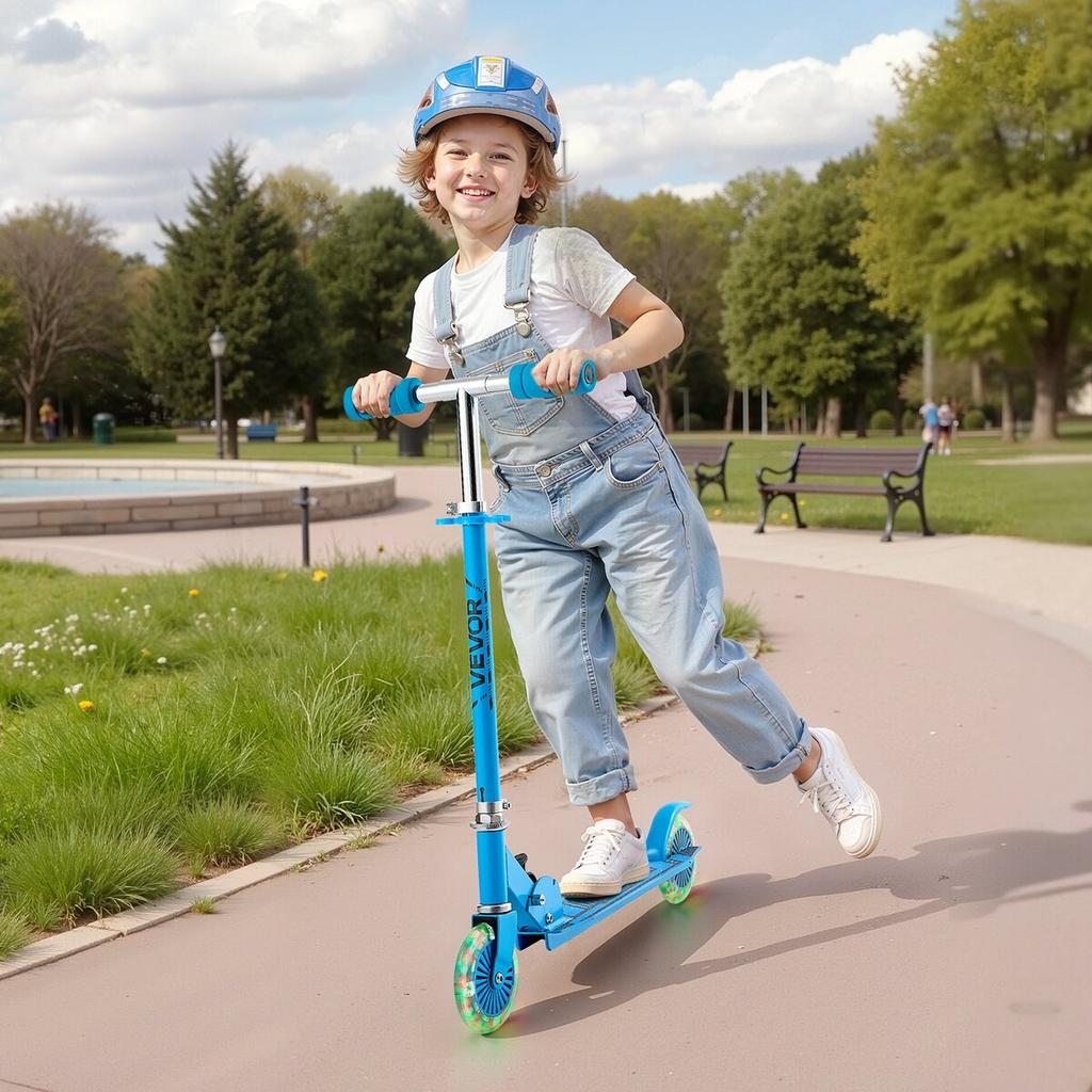 Kick Scooter for Kids Ages 3+, 2-Wheel Toddler Scooter with Light-Up Wheels, Adjustable Height Handlebar, Wide Anti-Slip Deck, Foldable Lightweight
