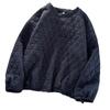 Women's High-End Diamond Pattern Quilted Sweatshirt - Korean Style, Slimming, No-Hood, Round Neck, Autumn/Winter Fashion