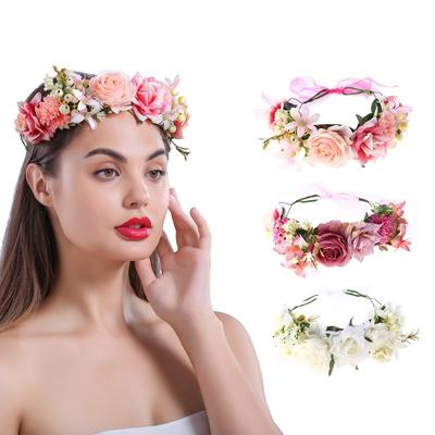 Boho Flower Headband Garland Festival Wedding Bride Crown Hair Band Braided Hair Vine Headpiece Hair Accessories Hair Ornament