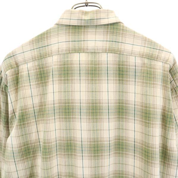 Check Pattern Long Sleeve Shirt One Piece Beige X Brown X Green Women Used