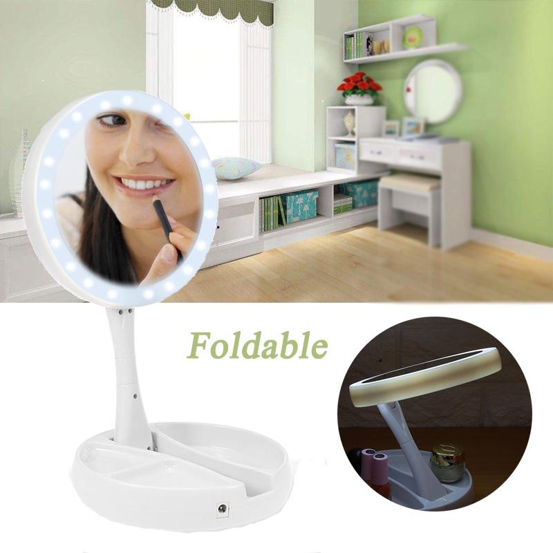 Buy LED Folded Makeup Mirror Desktop 10X Magnification Cosmetic Touch