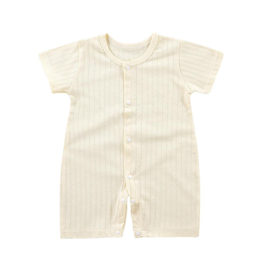Newborn Cotton Short Sleeve Summer Romper: Open-Front Bodysuit for Boys & Girls