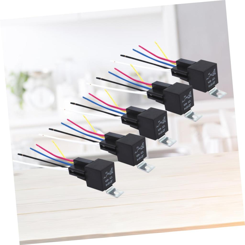 SWOOMEY 5 Pcs Car Relay Pin with Connector Relay Socket Black High Definition