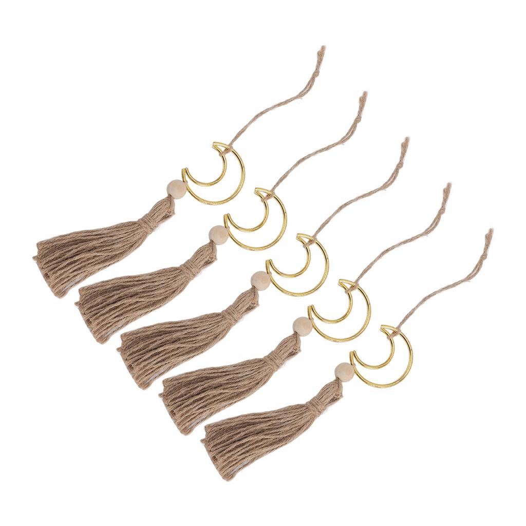5Pcs Handmade Moon Hanging Ornament Home Tassel Decoration Car Rear View Mirror Accessory