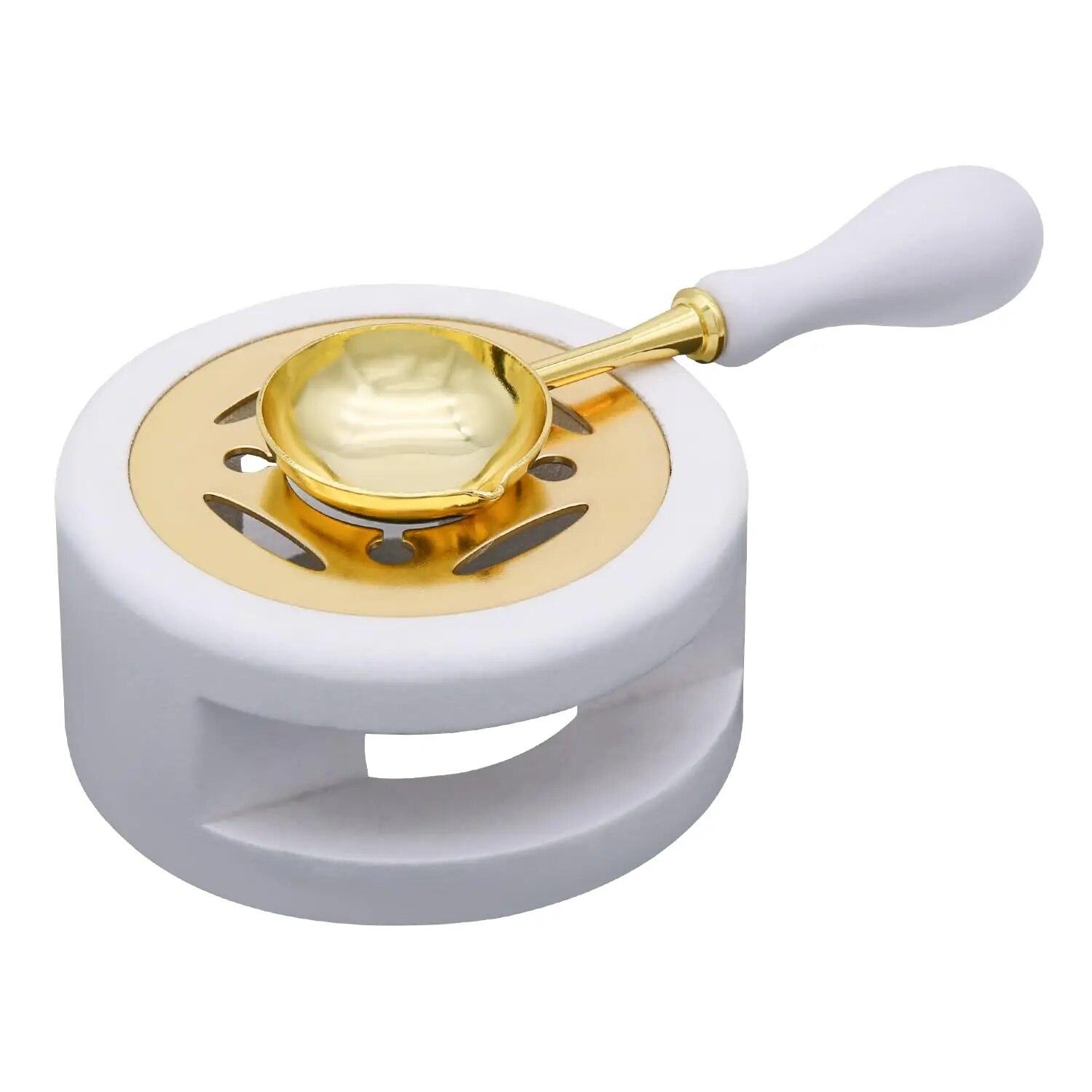 

1set Wax Seal Warmer,Wax Seal Kit with Wax Seal Spoon for Melting Wax Seal Beads Or Sealing Wax Sticks белый
