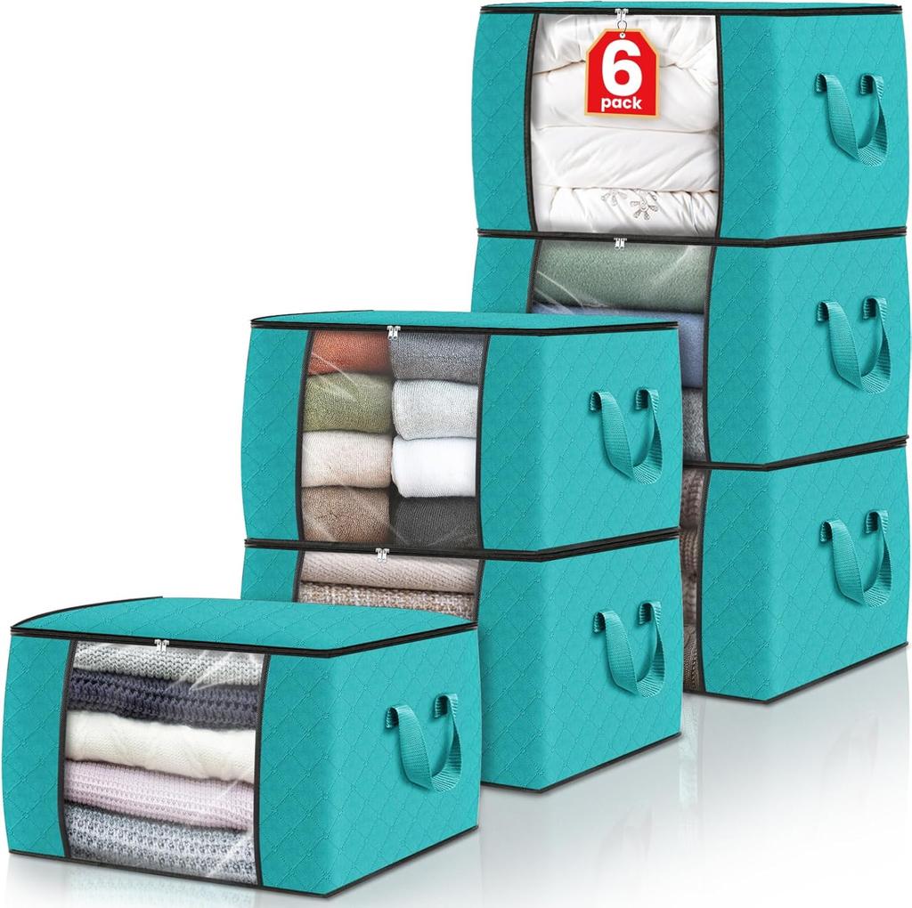 Fab Totes Storage Bags,Clothes Blanket Storage Bins Foldable Closet Organizers with Reinforced Handle for Home Dorm Storage and Organization