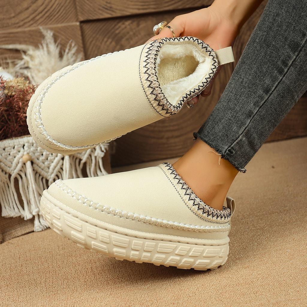 Women Boots 2025 New Keep Warm Shallow Mouth Shoes Retro Winter Snow Ankle Boots Platform Casual Flats Slippers Women