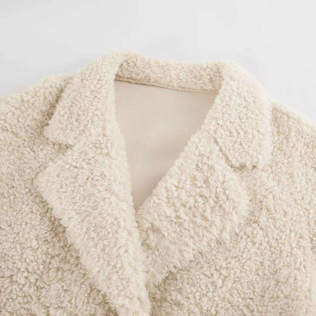 Thickened Mid-length Lamb Wool Jacket for Women In Autumn and Winter New Style Suit Collar Warm Fur One-piece Coat
