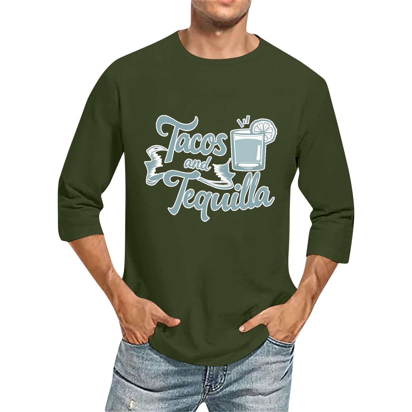 

Мужская повседневная модная футболка с круглым вырезом и рукавом три четверти L