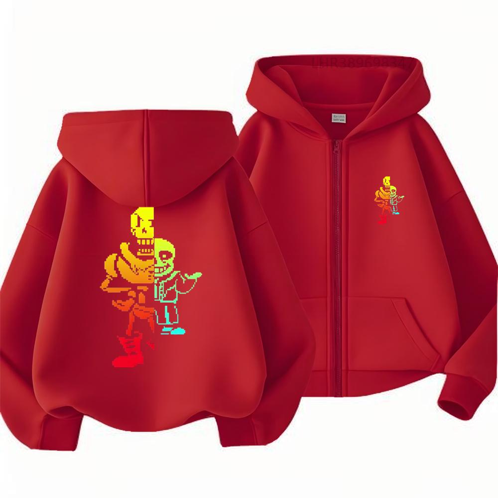 Autumn Trendy Outerwear Outdoors Children Game Print Zip Black Pink Girl Hoodie Boy Tops Casual Sweatshirt Kids