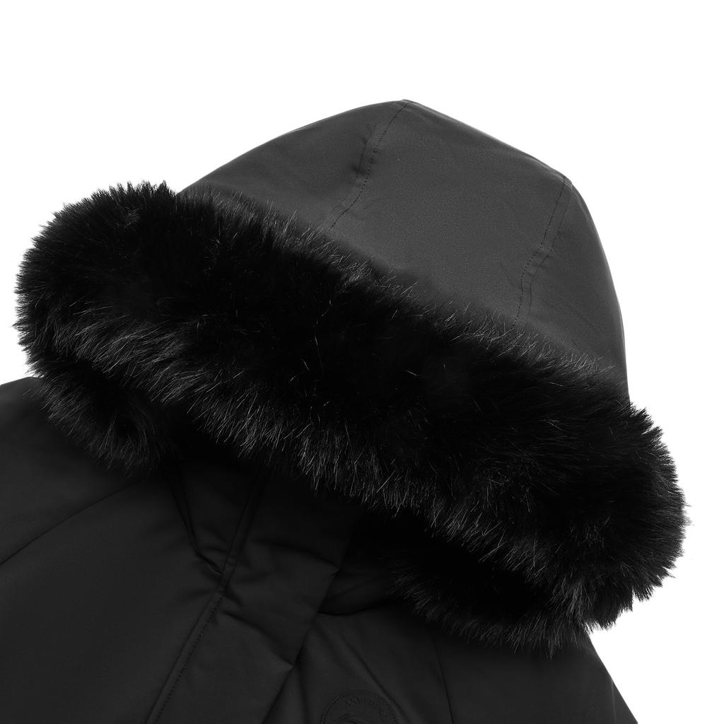 Li Ning Solid Color Hooded Mid-Length Zipper Long Sleeve Down Jacket Women Outerwear Black AYMU190-3