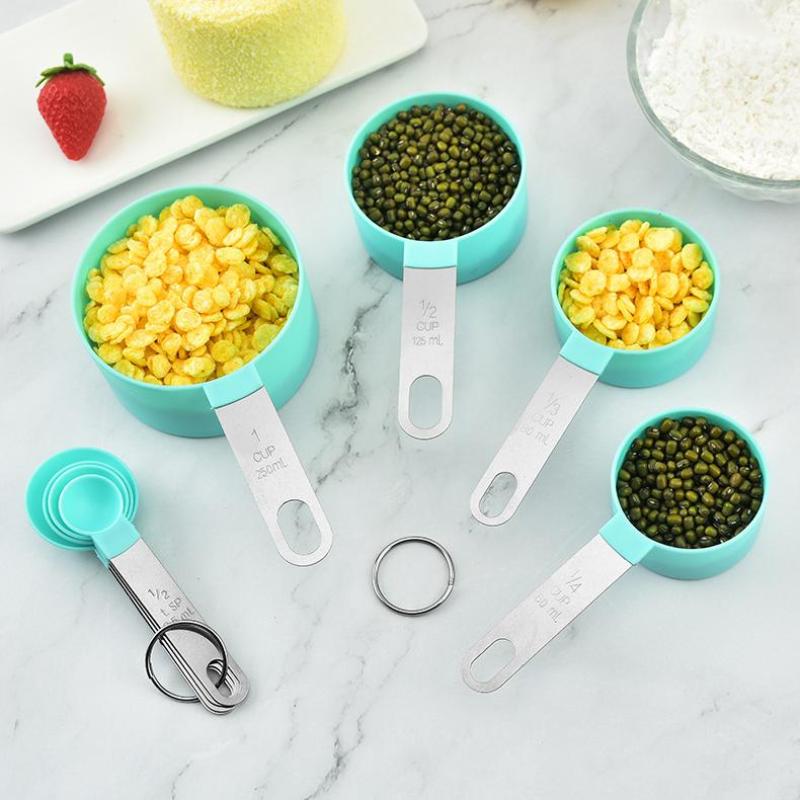 4/8Pcs/Set Plastic Multi Purpose Measuring Cup Measuring Spoon Stainless Steel Handle With Graduated Measuring Baking Tools