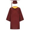 Unisex Kids Graduation Gown Set V Neck Long Sleeve Front Zipper Robe Academic Hat Stole Tassel Ceremony Outfit