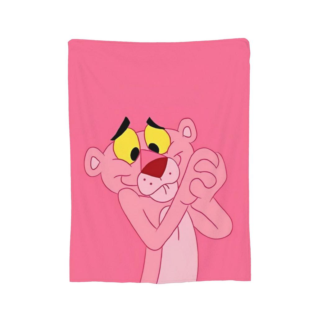Pinks Panthers Cartoon Flannel Throw Blankets Leopard Head Blanket for Sofa Office Lightweight Thin Bedding Throws,