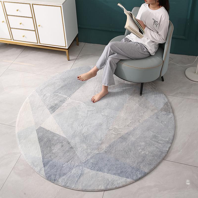 Round Faux Cashmere Wabi-Sabi Rug for Living Room, Bedroom, or Office