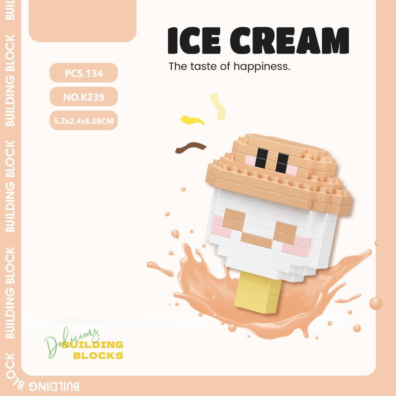 Cartoon Ice Cream Figures Micro Diamond Block Vanilla Chocolates Pineapple Nanobricks Cherry Popsicle Building Bricks Toys