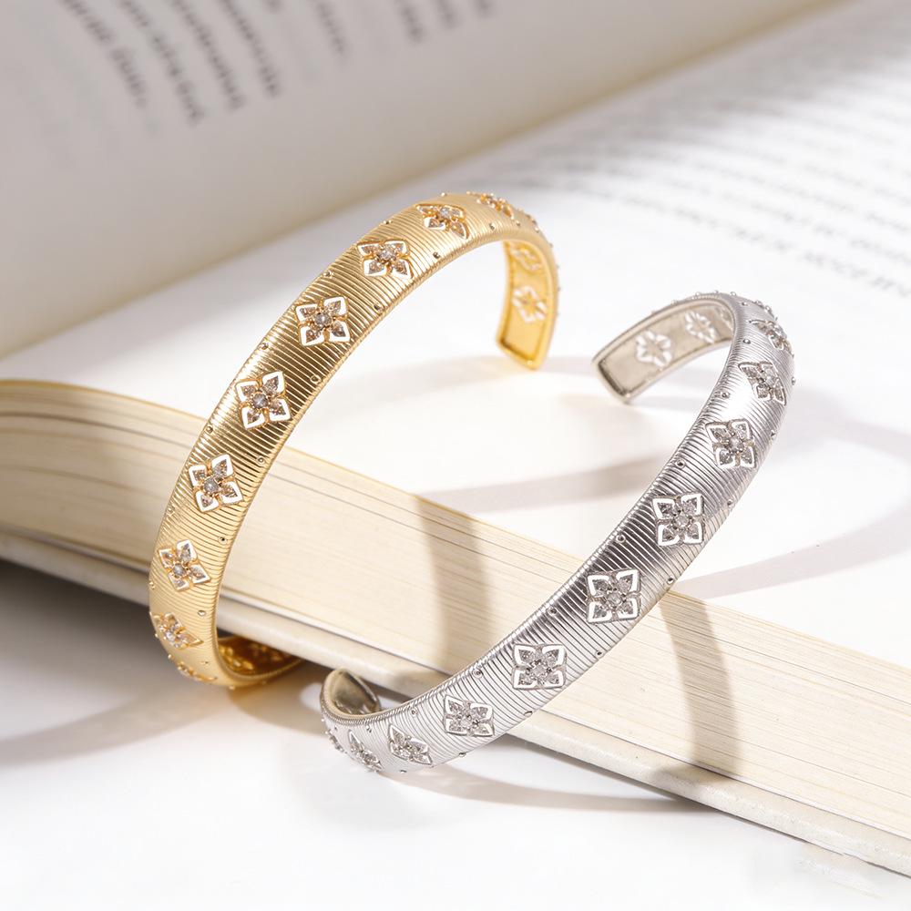 Korean Geometric Open Cuff Bracelet in Gold & Silver