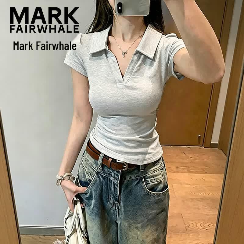 MARK FAIRWHALE Women s Slim Fit Polo Crop Top 2XL