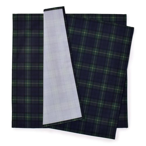 COLORFUL CANDY STYLE Lunch Cloths/School Lunch Napkins (45cm X 45cm), Water-Repellent, No-Iron, Set of 2, Tartan Check and Dark Green, Water-Repellent