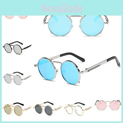 Stylish Unisex Steampunk Round Sunglasses With Lightweight Design And Uv Protection