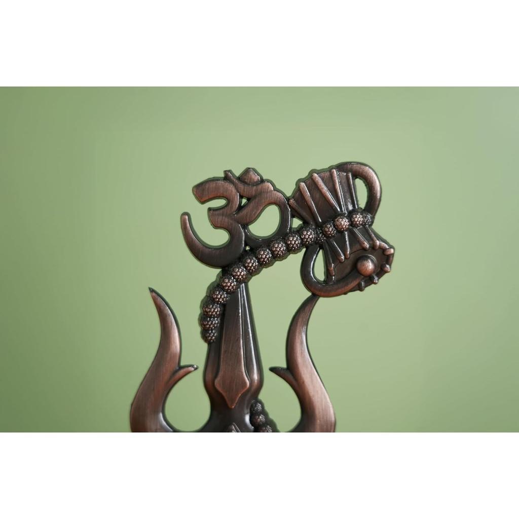 Artbiz Metal Shiv Trishul with Om and Damru | Lord Shiva Symbol Decorative Idol for Home Temple & Office