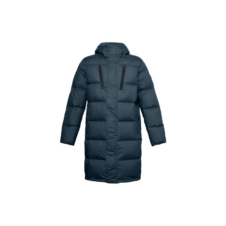 Under Armour Sportstyle Graphic Bench Length Hooded Down Jacket Men Jackets Navy-Blue 1355855-467