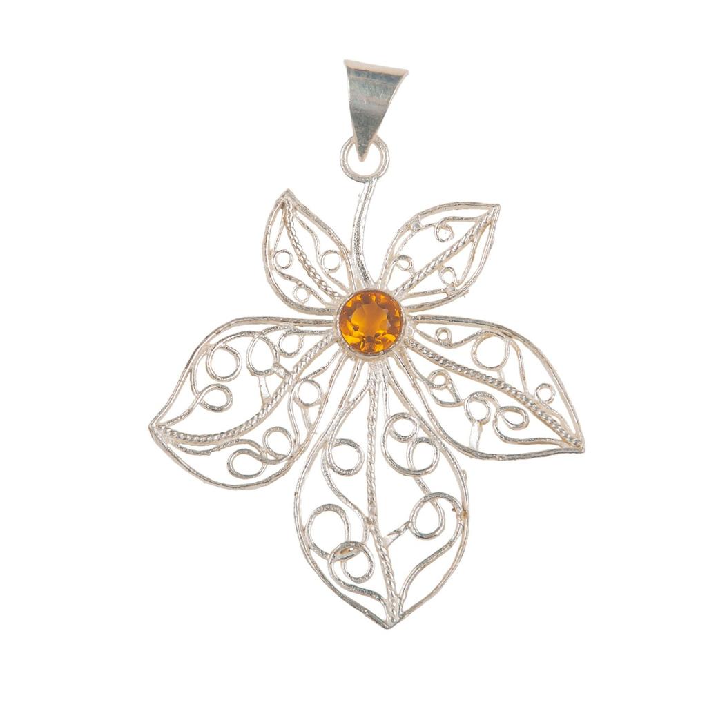 Natural Citrine Gemstone 925 Sterling Silver Jewelry Pendant 2.29"  With Chain CP-19-3