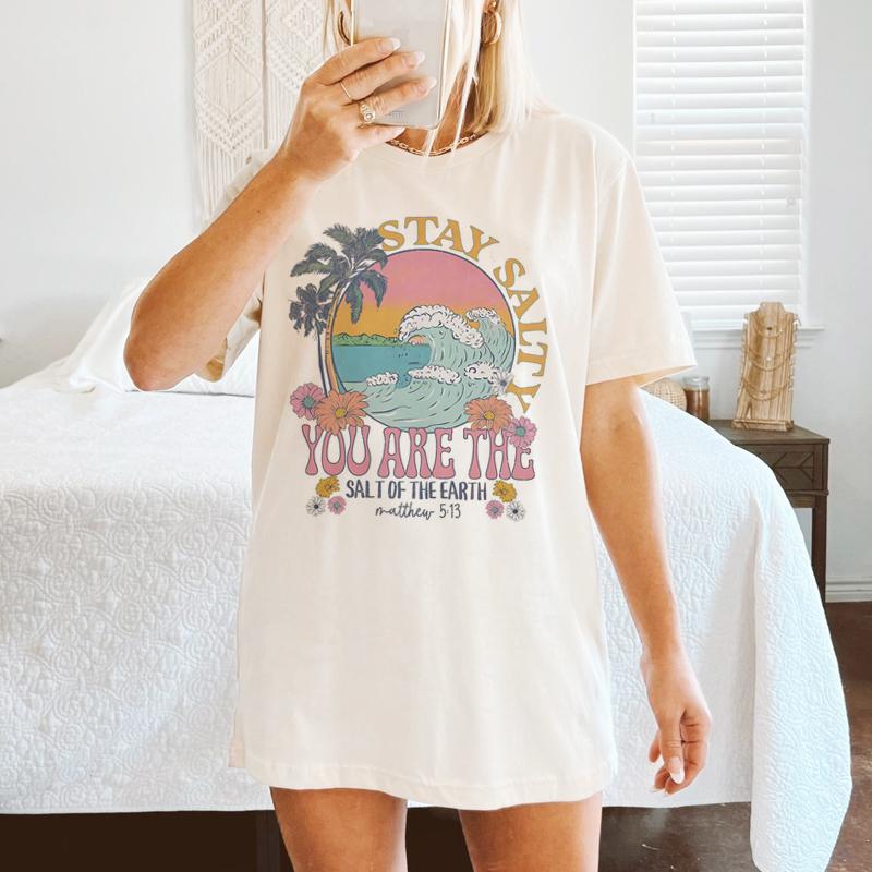Dam Biblisk Vers T-shirt Vintage Estetik Jesus Tro Grafiska T-shirts Kortärmad Kristna T-shirt Retro Inspirerande Toppar