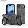 KEYSION Shockproof Magnetic Case for iPhone 17 Pro Max TPU+PC Upright Live Metal Ring Stand Phone Back Cover for iPhone 17 Air