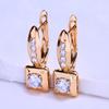 Pendientes de Clip LSOOYH, pendientes de moda de Color oro rosa para mujer, pendientes cuadrados de circonita cúbica, joyería
