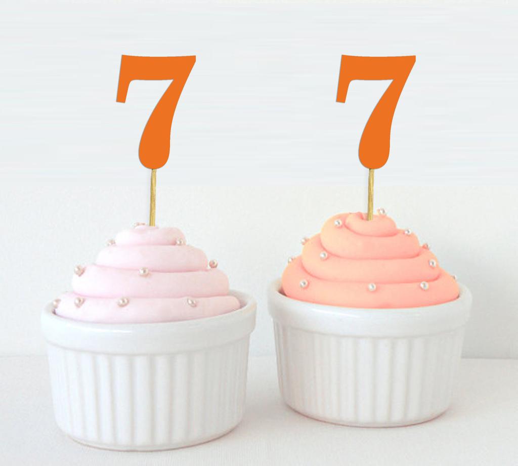 Darling Souvenir| Number 7 Birthday Year Cupcake Toppers| Birthday  Anniversary Party Dessert Decorations - Pack Of