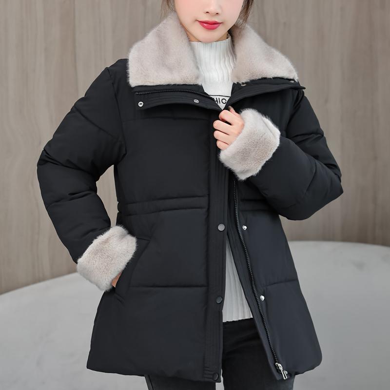 Fashion Winter Coat Female Warm Parkas Faux Fur Collar Casual Thick Women Jackets